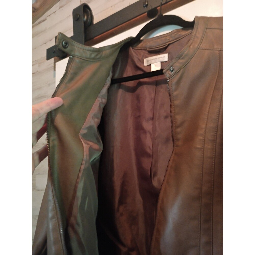 Christopher & Banks Women’s Brown Faux Leather Full Zip Jacket - Picture 6 of 8